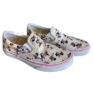 Vans x Disney | Cream & Pink Minnie Mouse Slip On Sneakers Women’s Size 6.5‎